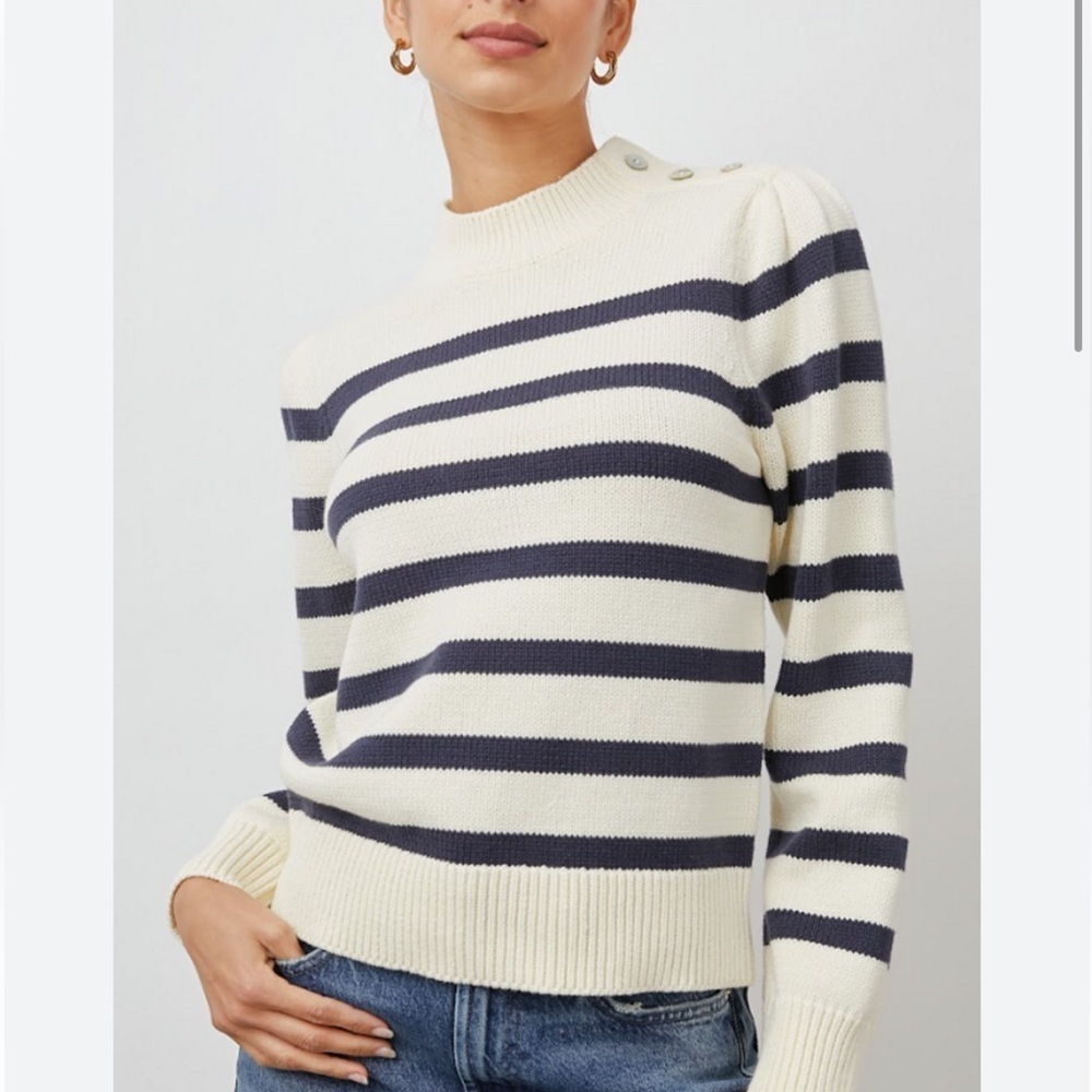 Rails Allie Ivory & Navy Striped Sweater Size M